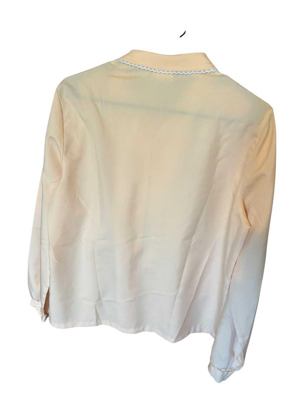Vintage Cream Ruffle Lace Trim Blouse Pearl Buttons ptp 20 no size tag - Picture 3 of 6